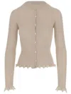 Blumarine Ribbed Cardigan With Lamé Scalloping