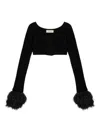 Blumarine Ribbed Cropped Cardigan In Black