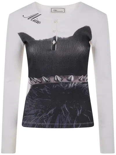 Blumarine Ribbed Jersey T-shirt In White