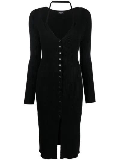 Blumarine Ribbed Knit Abitop Clothing In Black