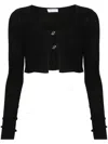 Blumarine Ribbed Knit Black Cardigan With Scoop Neckline In Black