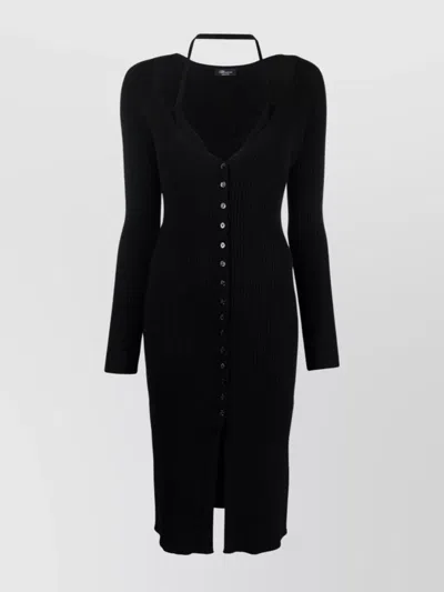 BLUMARINE RIBBED KNIT MIDI DRESS