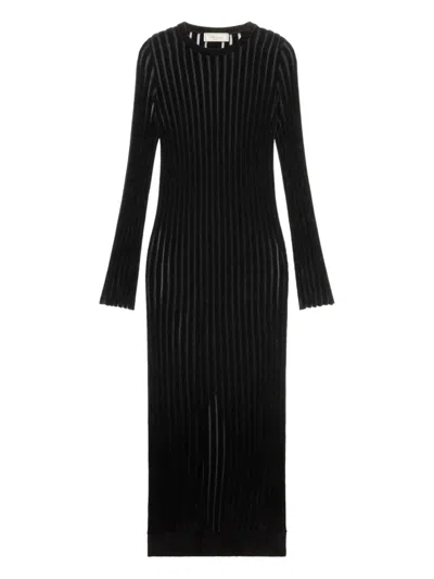 Blumarine Ribbed-knit Midi Dress In Black