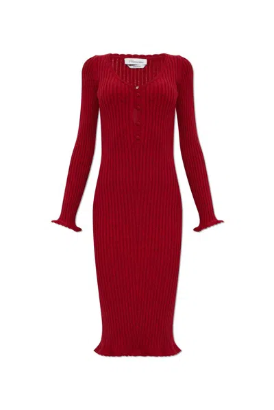 Blumarine Long-sleeve Knitted Dress In Red