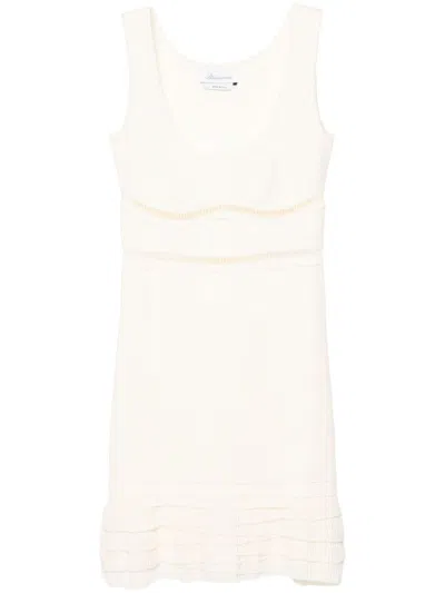 Blumarine Ribbed-knit Mini Dress In White