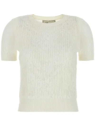 Blumarine Ribbed-knit T-shirt In White