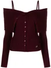 Blumarine Ribbed-knit Wool Top In Red