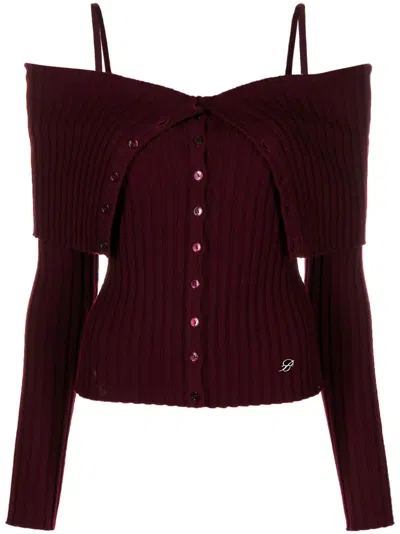 Blumarine Ribbed-knit Wool Top In Red
