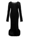Blumarine Knit Faux Fur-trimmed Midi Dress In Black