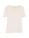 Blumarine Ribbed Short-sleeve T-shirt In Neutral