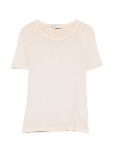 Blumarine Ribbed Short-sleeve T-shirt In Neutral
