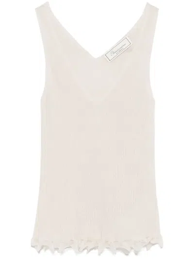 Blumarine Ribbed Tank Top In Neutrals