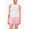 Blumarine Stretch Cotton Tank Top With Logo