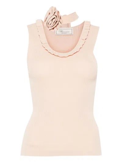 Blumarine Ribbed Top In Pink