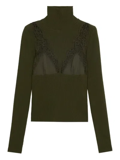 Blumarine Ribbed Turtleneck Jumper In Green