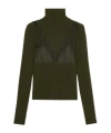 Blumarine Ribbed Turtleneck Jumper In Green