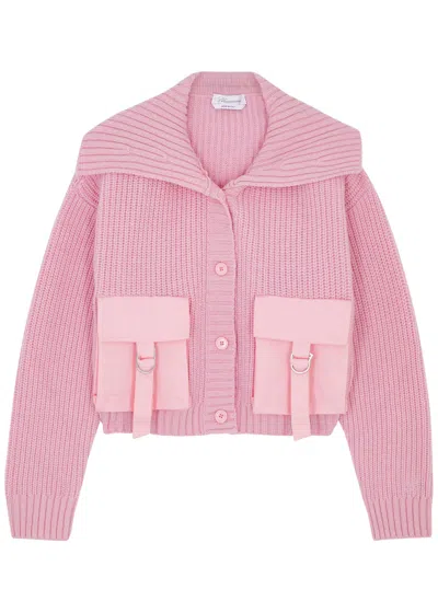 Blumarine Chunky-knit Wool Cardigan In Pink