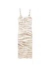 Blumarine Ribbed Zebra-print Midi Dress In Neutral