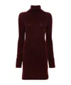 Blumarine Roll-neck Cable-knit Minidress In Brown