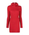 Blumarine Short Knit Dress With 3d Roses In Red