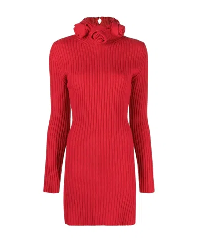BLUMARINE ROLL-NECK WOOL MINI DRESS