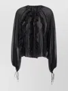 Blumarine Romantic Silk Georgette Blouse Ruffle In Black