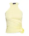 Blumarine Rose-appliqué Ruched Tank Top In Nude