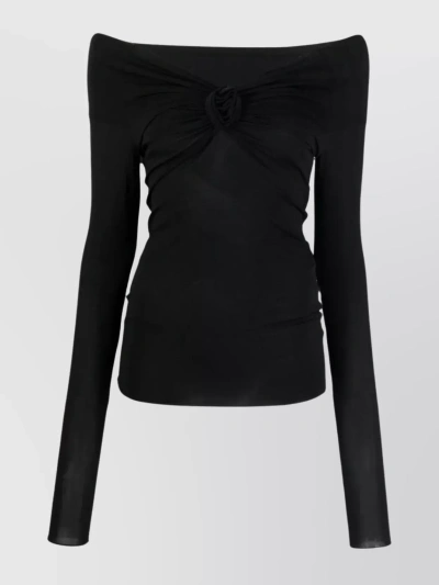 Blumarine Drop Shoulder Long-sleeve Blouse In Black