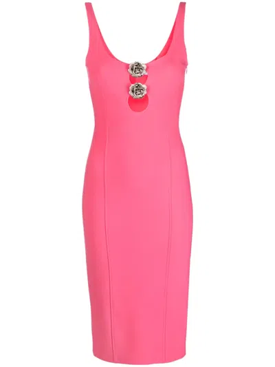 Blumarine Rose-brooch-detail Sleeveless Dress In Pink
