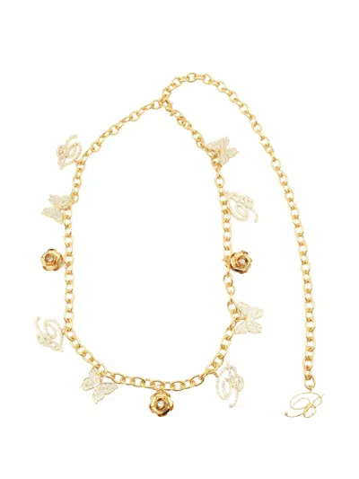 BLUMARINE ROSE-BUTTERFLY CHAIN BELT