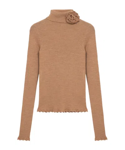 Blumarine Rose Detail Sweater In Pink