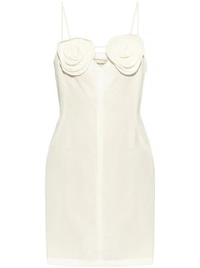 Blumarine Rose-detail Mini Dress In Beige