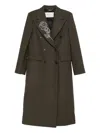 Blumarine Rose-embellished Coat In Brown