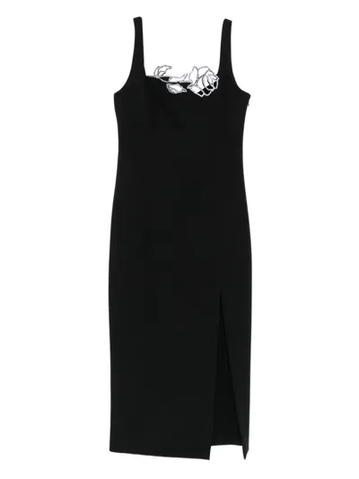 Blumarine Rose-embellished Dress In Black