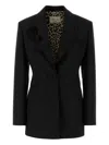 Blumarine Rose-embellished Wool Blazer In Black