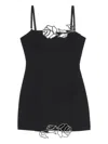 Blumarine Rose-embroidered Mini Dress In Black