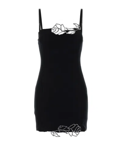 BLUMARINE ROSE-EMBROIDERED MINI DRESS