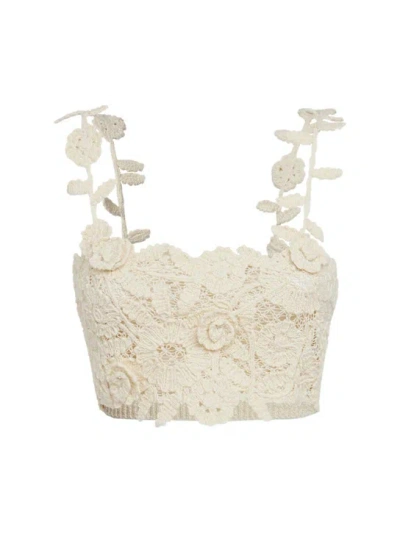 Blumarine Rose Knit Top In Neutral