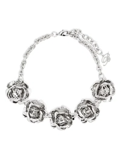 Blumarine Rose-detail Choker Necklace In Silver
