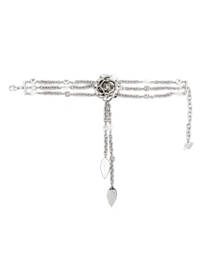 Blumarine Rose-motif Necklace In Silver