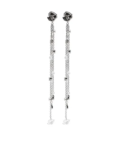 Blumarine Rose Pendants Earrings In Metallic