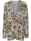 Blumarine Rose Printed Cardigan In Grey
