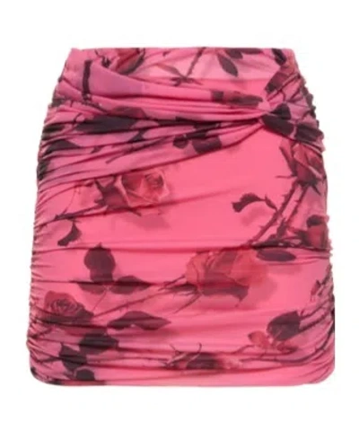 Blumarine Rose Print Pleated Skirt In Animal Print