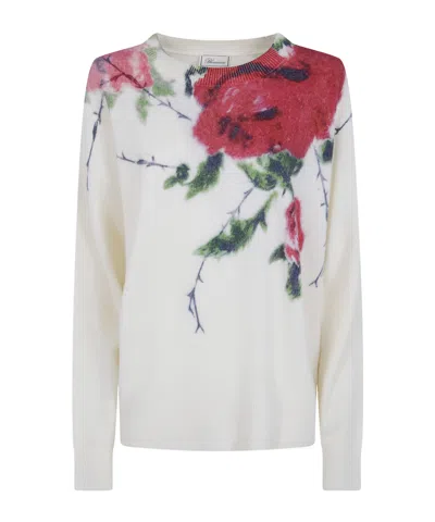 Blumarine Rose Print Sweater In Multi