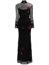 Blumarine Printed Tulle Gown In Black