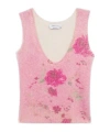 Blumarine Sleeveless Floral V Neck Knitwear In Pink