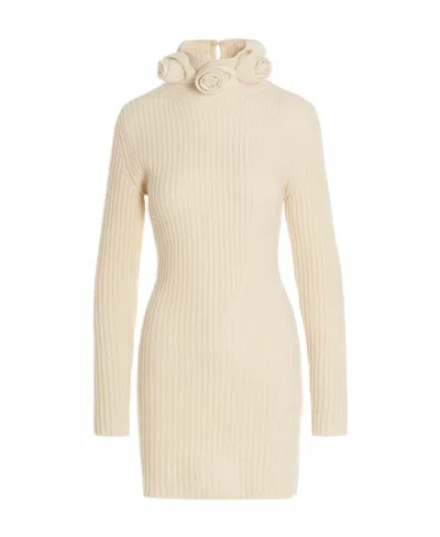 Blumarine Rose Rib Dress In Nude
