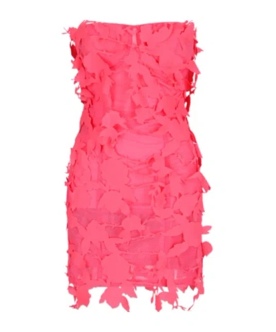 Blumarine Rose Strapless Dress In Pink