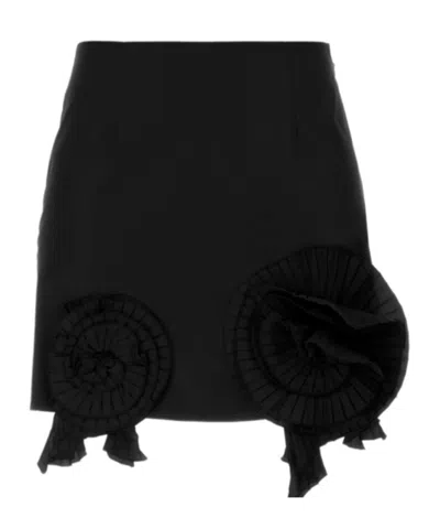 Blumarine Rose-detail Taffeta Mini Skirt In Black