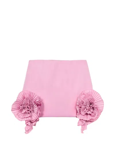 Blumarine Rose-detail Taffeta Mini Skirt In Pink